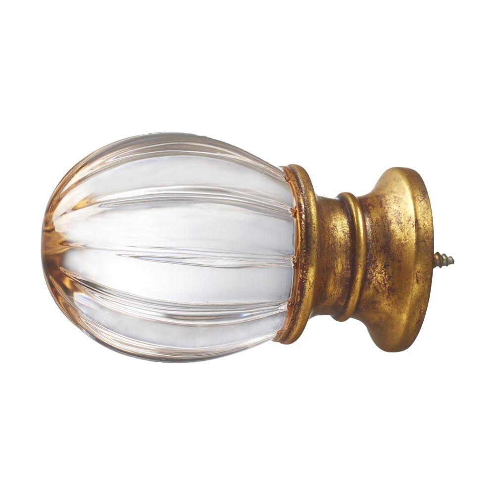 Solid Clear Acrylic Fluted Oval Finial