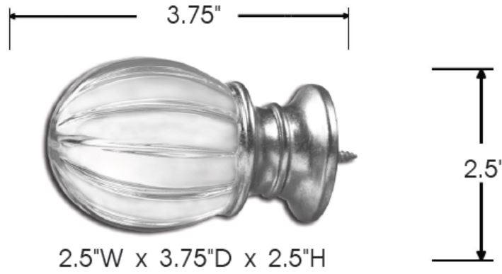 Sizing for Solid Clear Acrylic Fluted Oval