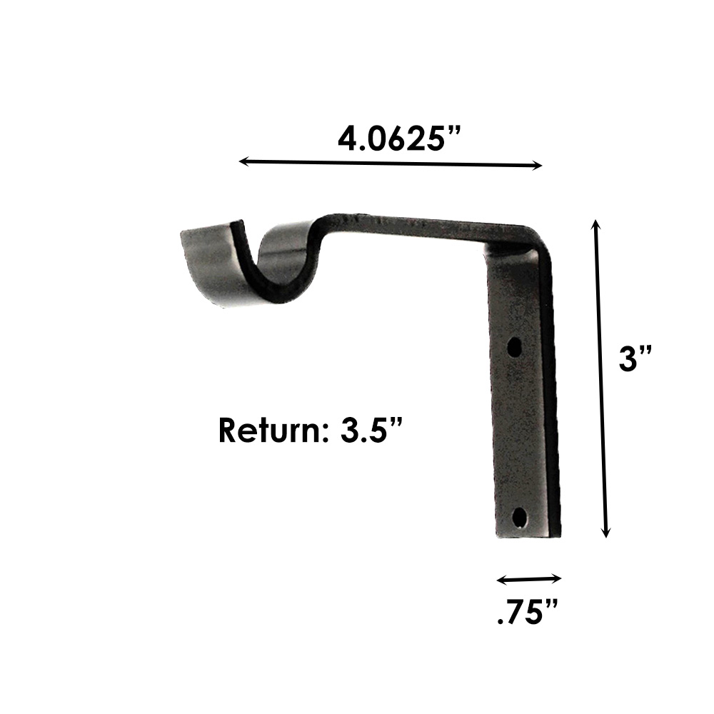 Sizing for French Rod Standard Support Bracket. 3-1/2" Return
