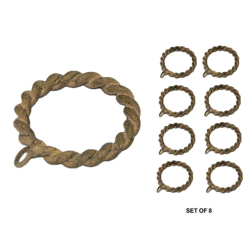 Set/8 Metal Braided Rings For 1-1/4" Pole - Flaxen Gold