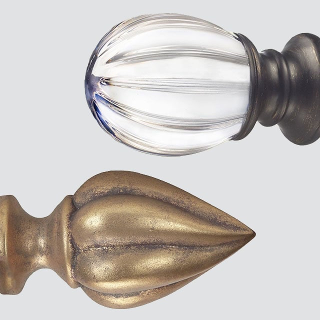 Clear acrylic finial and resin finial